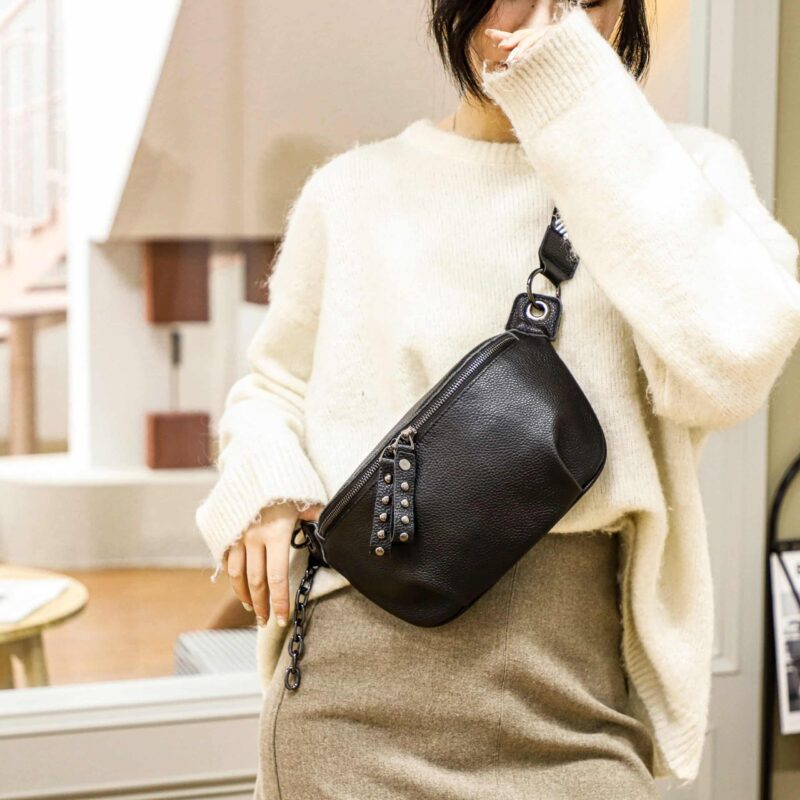 Hochwertige Bauchtasche aus Leder für Damen – Bild 4