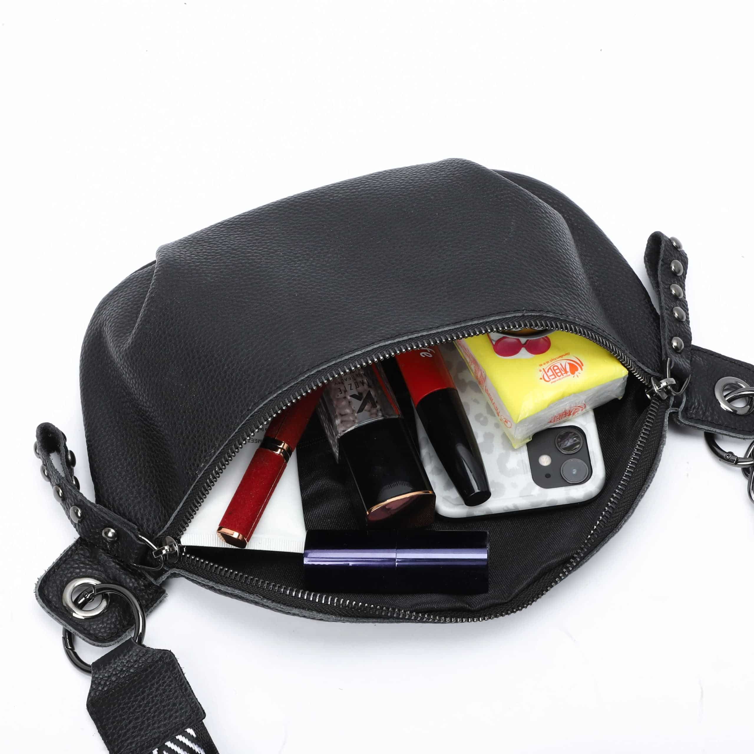 Hochwertige Bauchtasche aus Leder für Damen Innenansicht