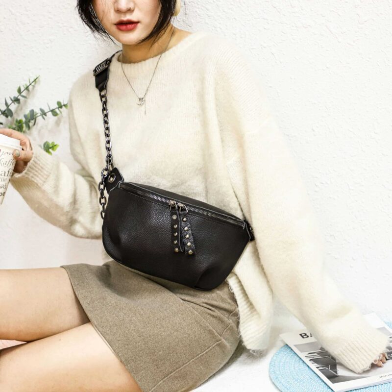 Hochwertige Bauchtasche aus Leder für Damen – Bild 3