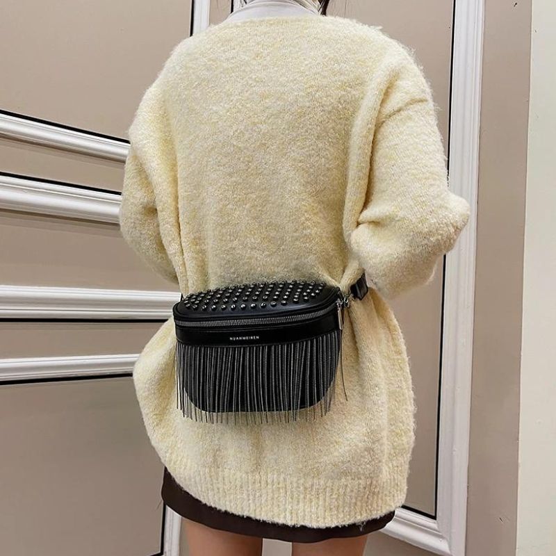 Luxuriöse Bauchtasche aus Leder für Damen mit Gürtel