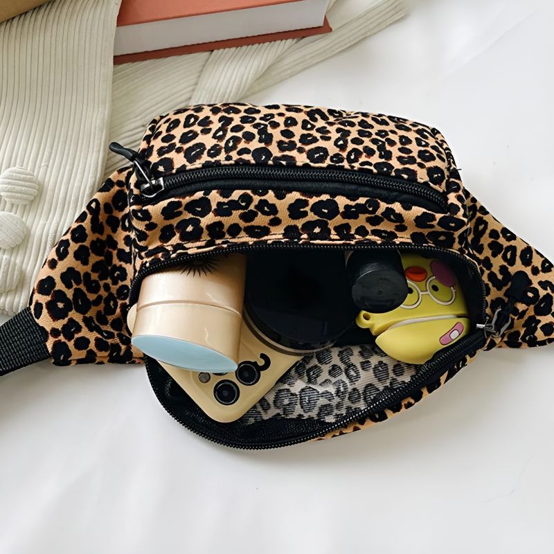 Leoparden-Bauchtasche mit Fächern