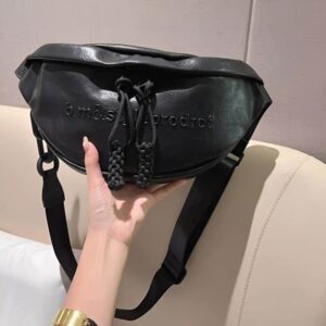 grand sac banane cuir femme couleur noire