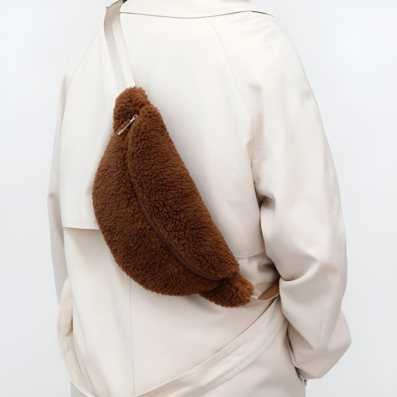 sac banane bouclette marron bandoulière dos