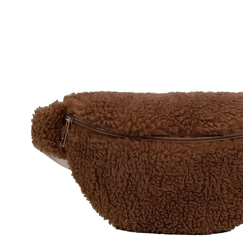 Braune Bouclé-Bauchtasche