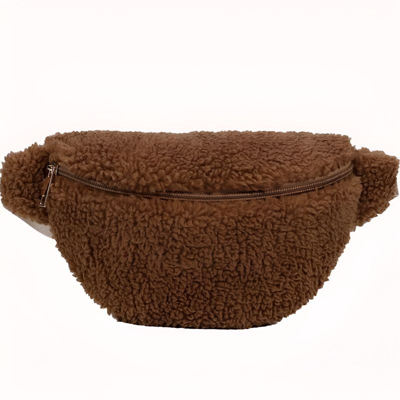 Braune Bouclé-Bauchtasche Frontalansicht