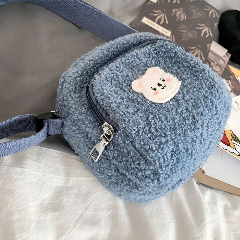 Quadratische Bauchtasche für Damen mit Woll-Effekt