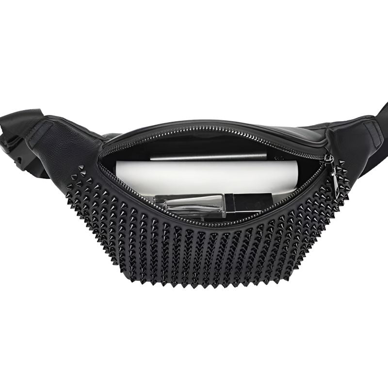 Nieten-Bauchtasche für Damen von vorne geöffnet