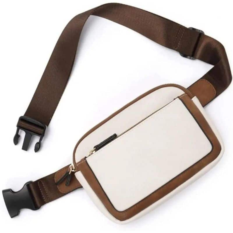 Bauchtasche aus beigem Leder Profil