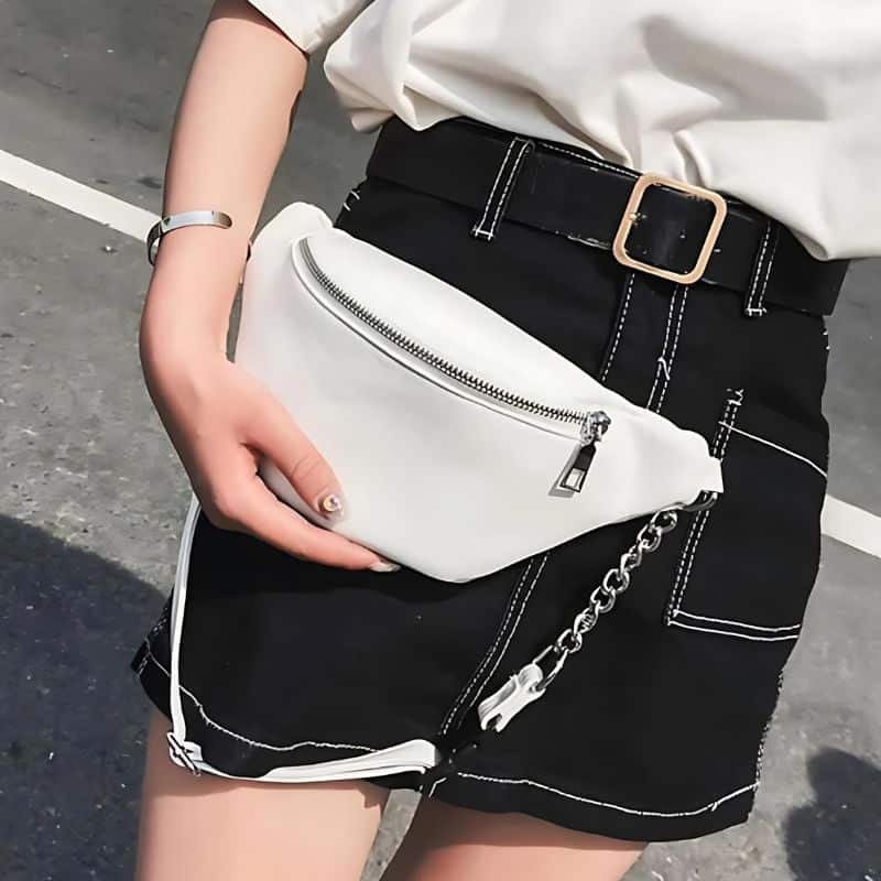 Weiße Bauchtasche aus Leder für Damen