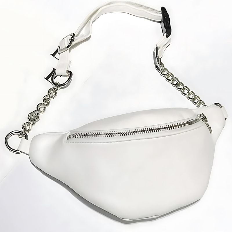 Weiße Bauchtasche aus Leder für Damen Design