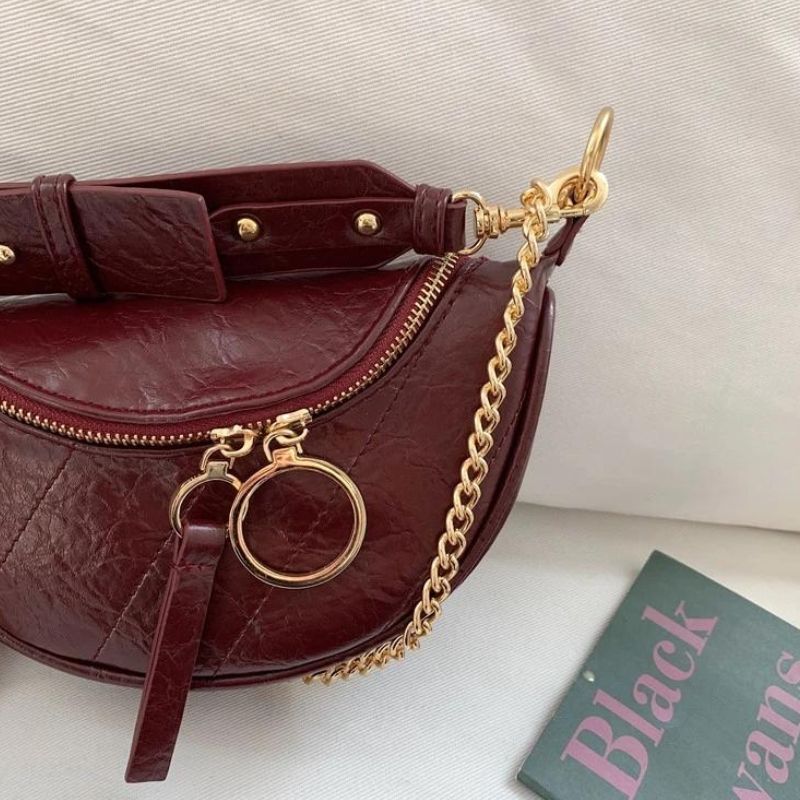 Bauchtasche aus bronzeleder Profil