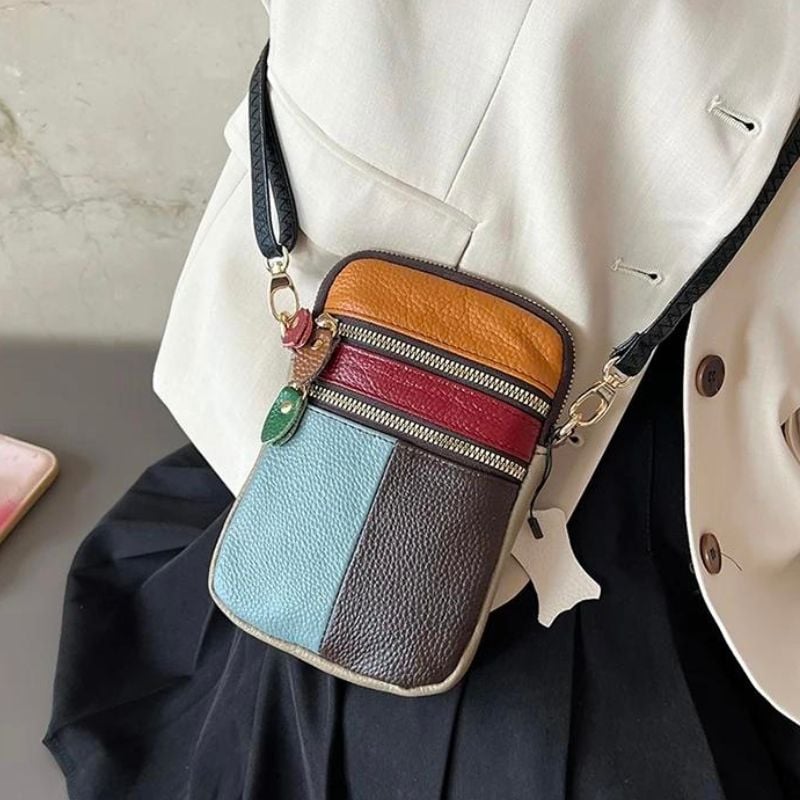 Schicke Bauchtasche aus Leder im Patchwork-Design