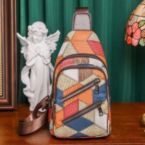 sac banane cuir et tissus patchwork