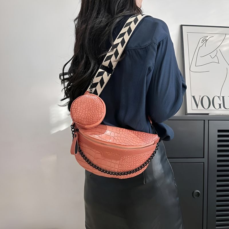 Rosa Schulter-Bauchtasche für Damen im Herbst