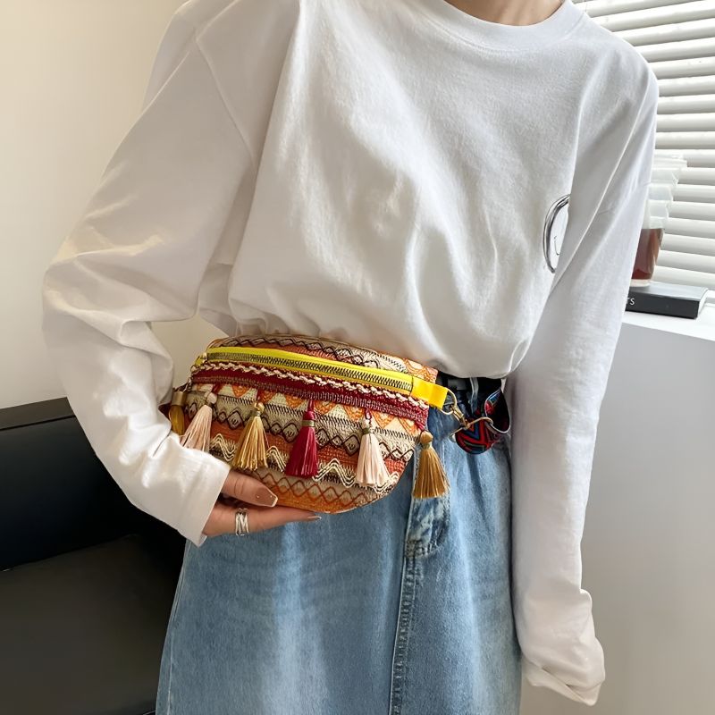 Ethnische Fransen-Bauchtasche für den Gürtel