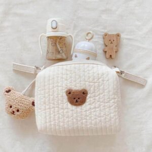 sac banane maman beige broderie ourson