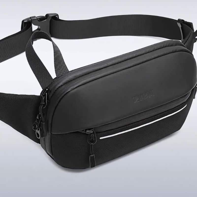Schwarze rechteckige Bauchtasche