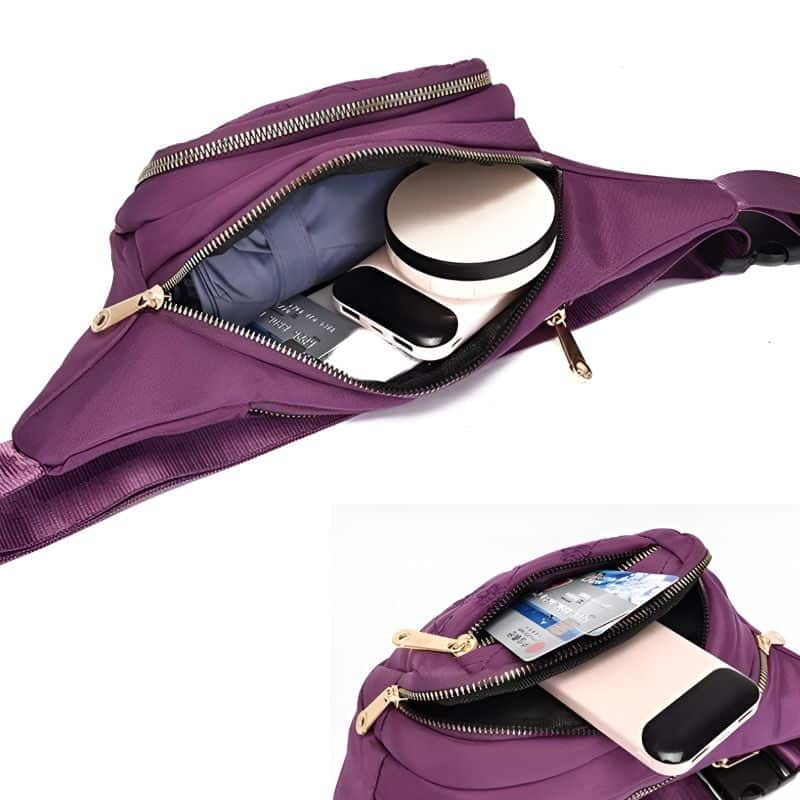 Schicke violette Gürteltasche für Damen mit Innenfächern