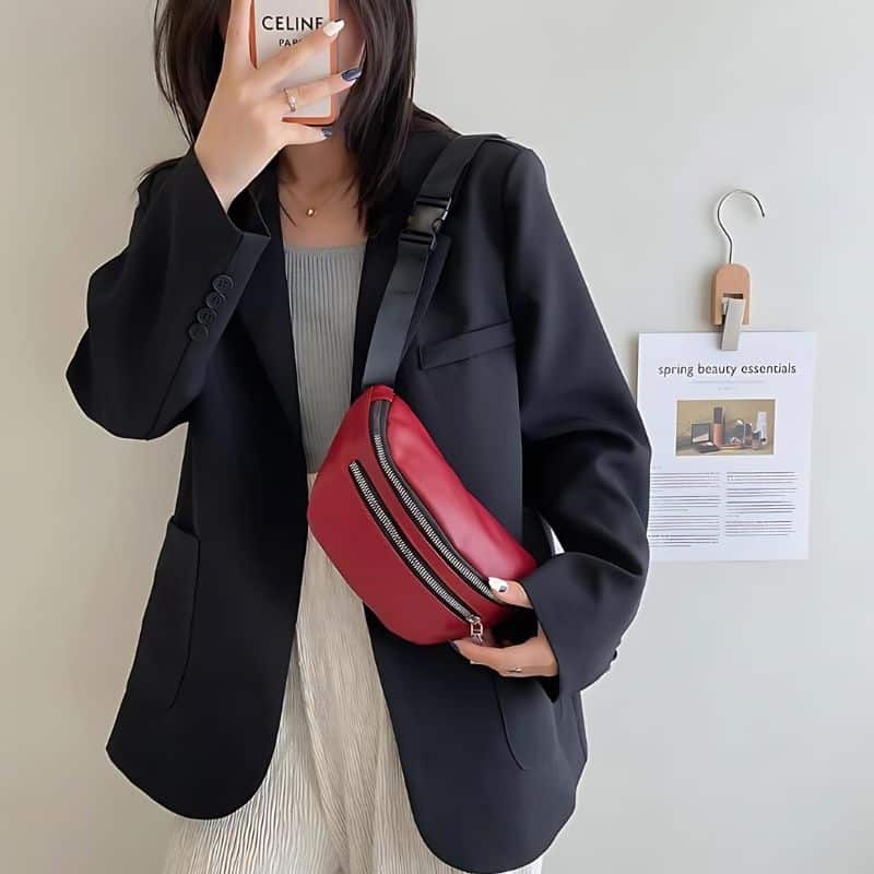 Kirschfarbene Bauchtasche für Damen Design