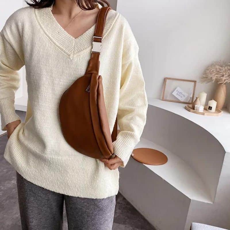 Robuste bronzefarbene Bauchtasche für Damen
