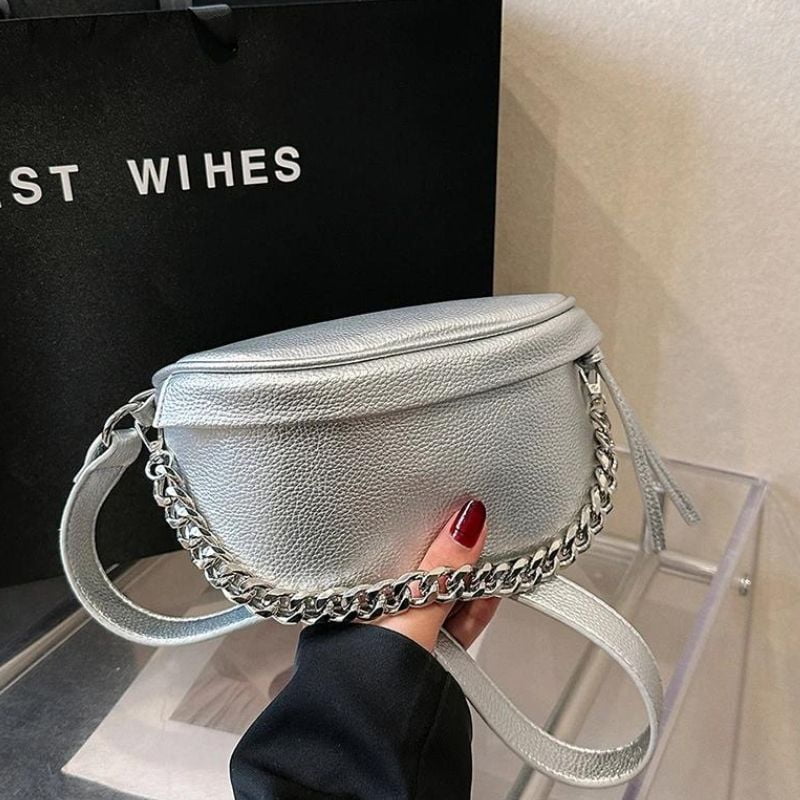 Silberne Bauchtasche für Damen – Bild 2