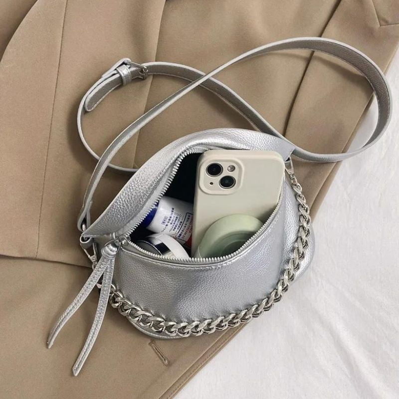 Silberne bauchtasche für Damen Qualität