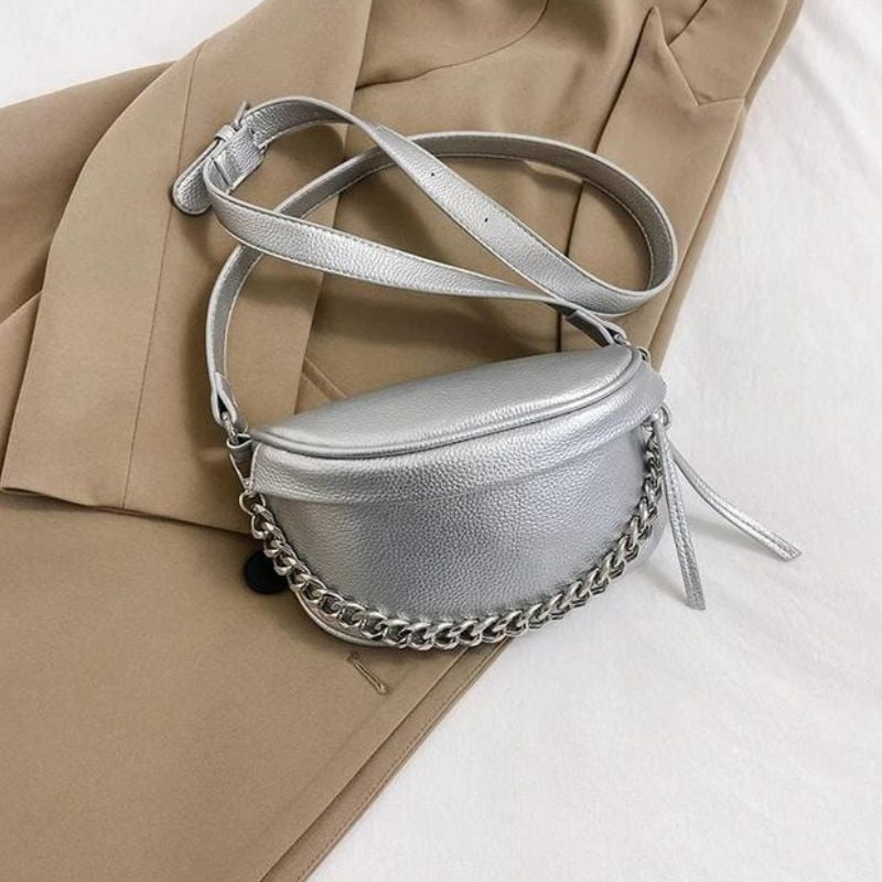 Silberne Bauchtasche für Damen