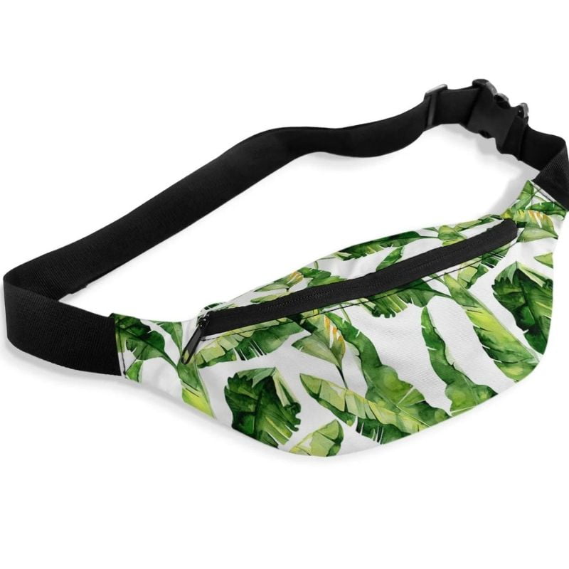 Weiße und grüne Bauchtasche für Herren