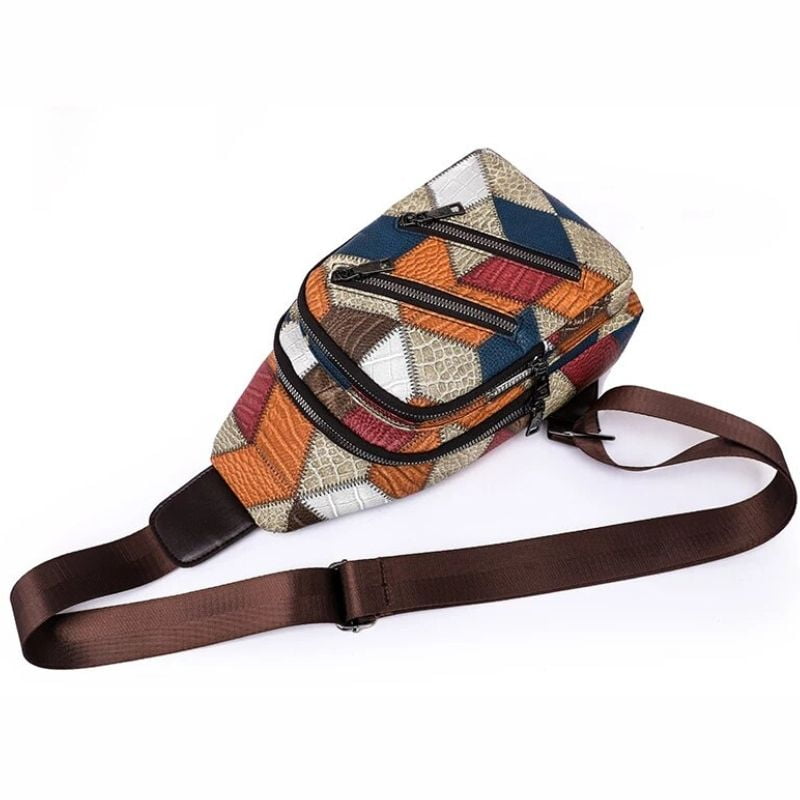Hübsche Bauchtasche aus Leder und Stoff