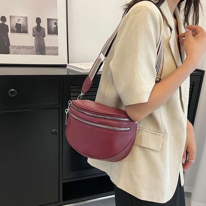 Bordeaux Bauchtasche für Damen für die rechte Schulter