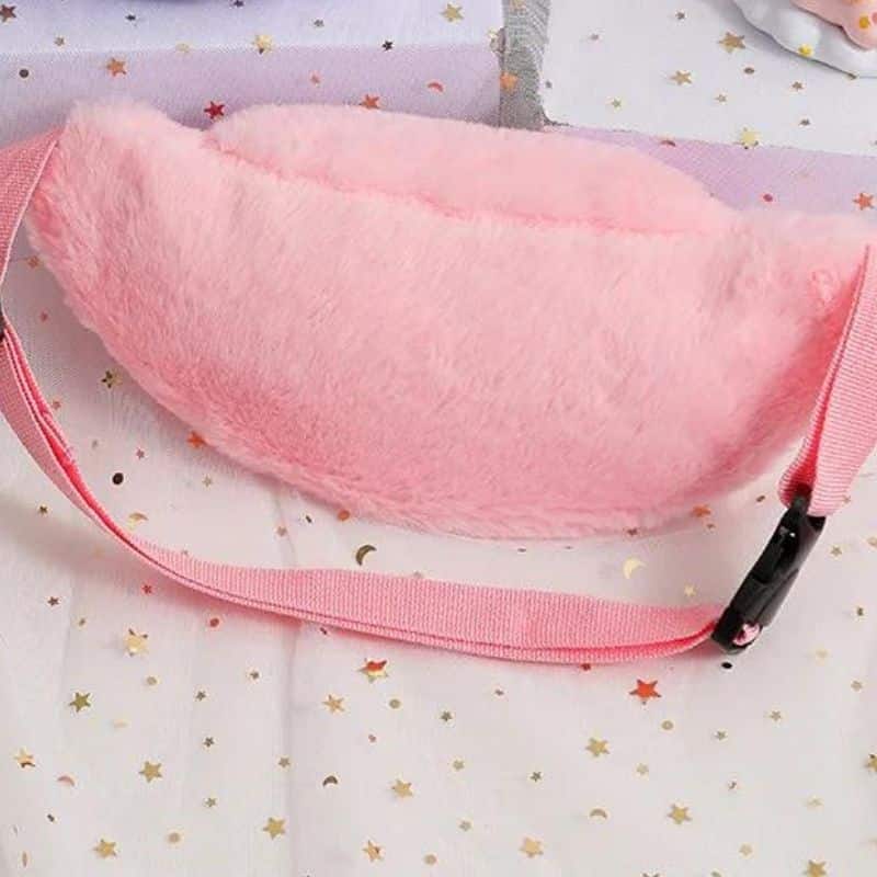 Rosa Bauchtasche für Mädchen mit Fell Design