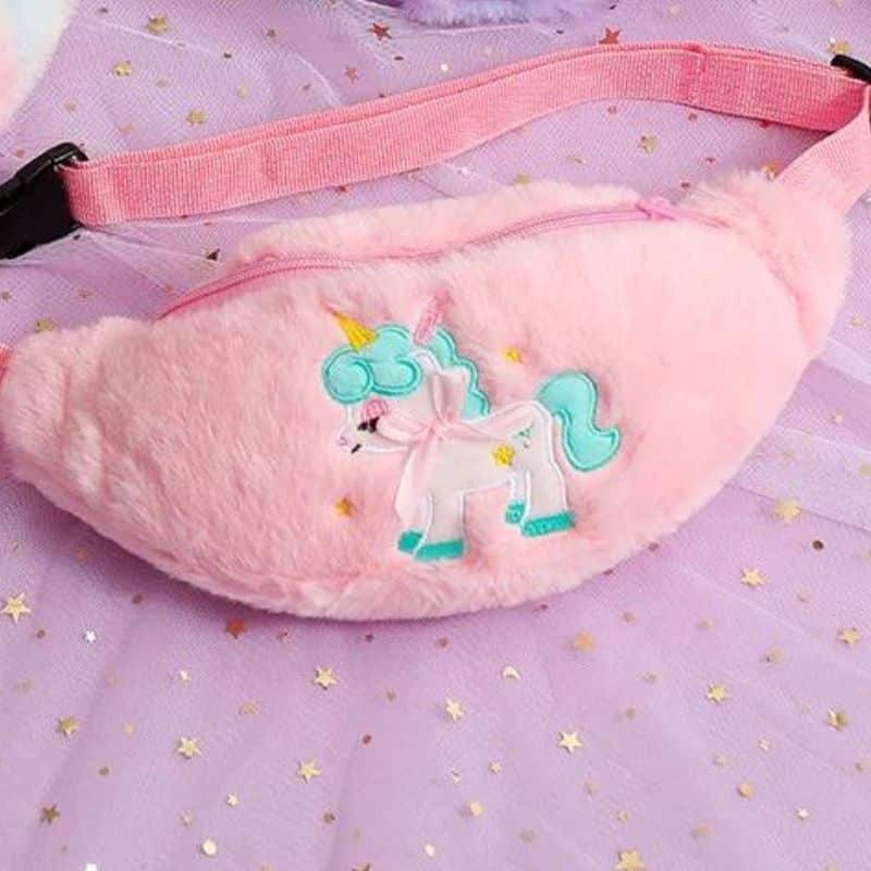 Rosa Bauchtasche für Mädchen mit Fell Qualität
