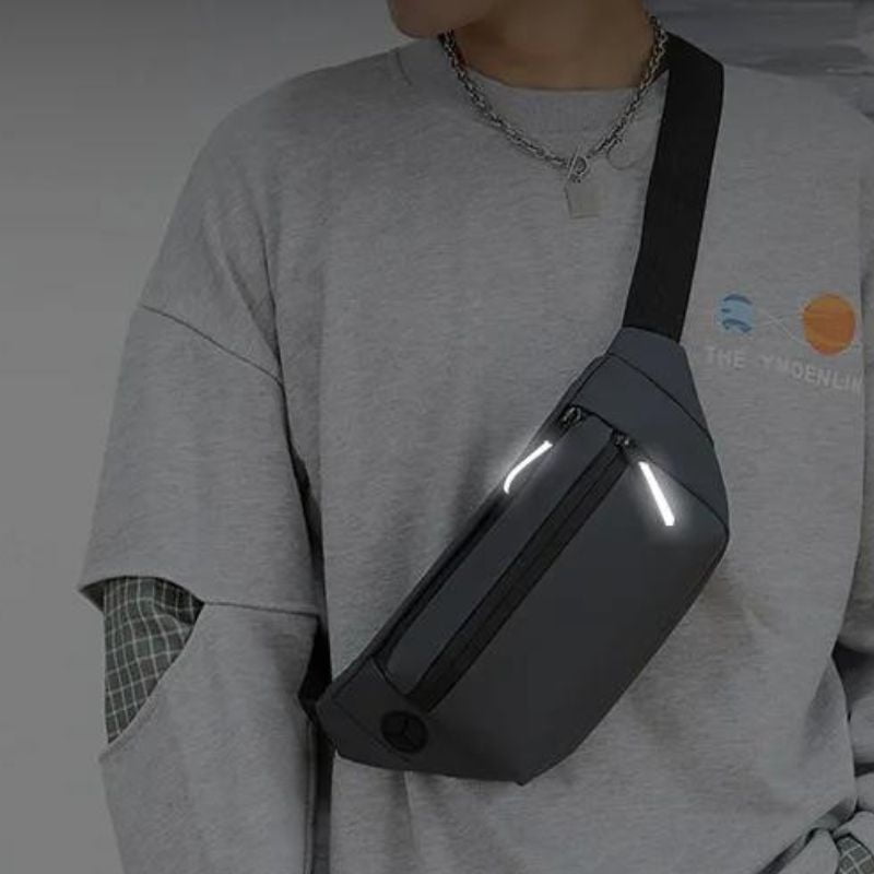 Schwarze Bauchtasche für Herren langlebig