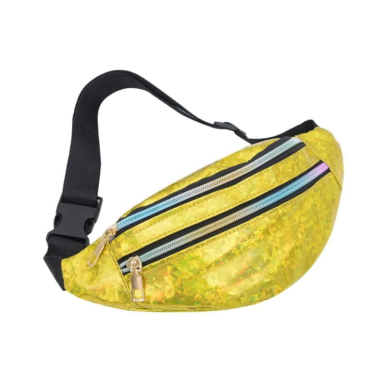 Gelbe Pailletten-Bauchtasche Profil
