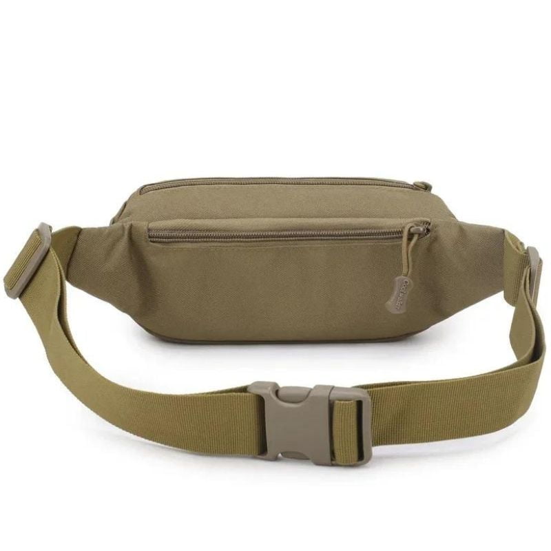Weiche, khakifarbene Bauchtasche für Herren mit Gürtelverschluss Design