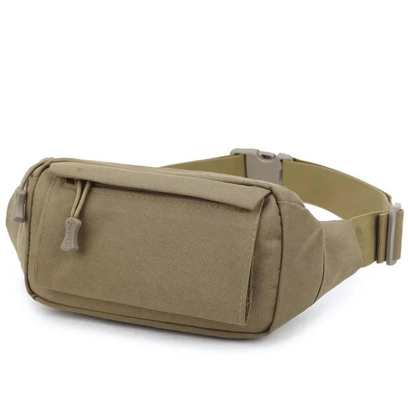 Weiche, khakifarbene Bauchtasche für Herren mit Gürtelverschluss
