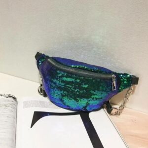 Grüne Pailletten-Bauchtasche
