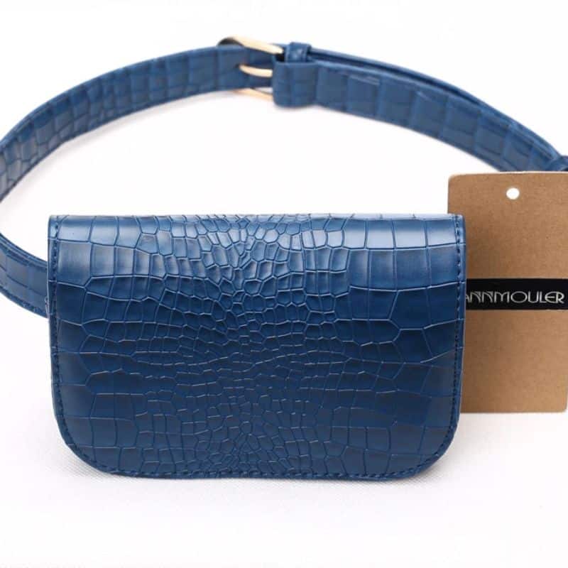 Blau Bauchtasche Krokodil von vorne