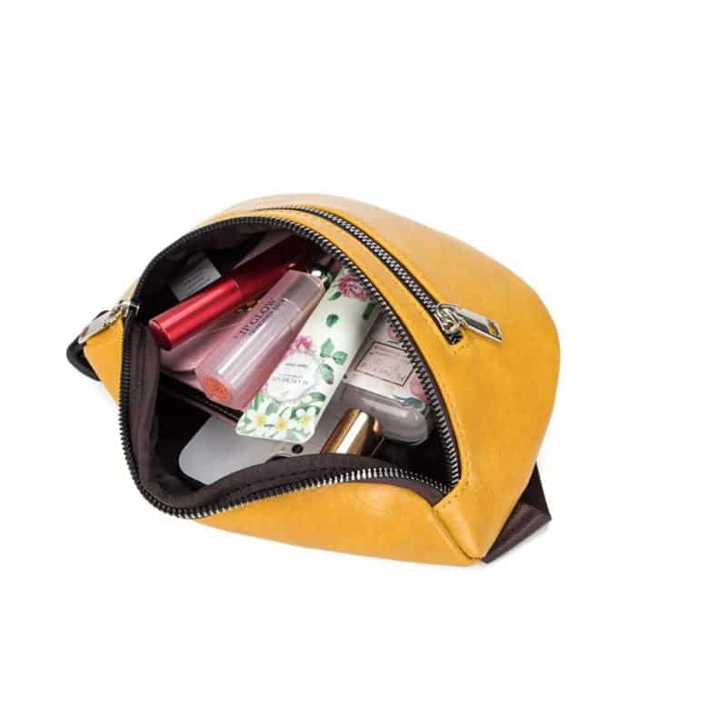 Senfgelbe Bauchtasche Innenraum