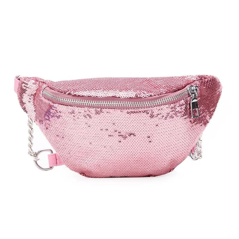 Rosa Pailletten-Bauchtasche